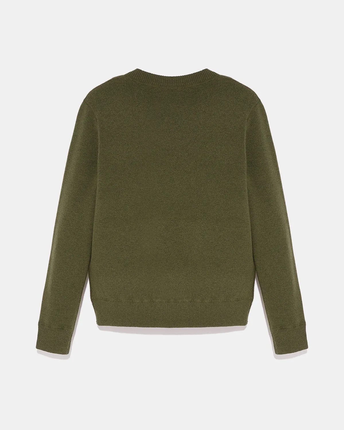Two-tone reversible crew neck jumper in wool-cashmere knit