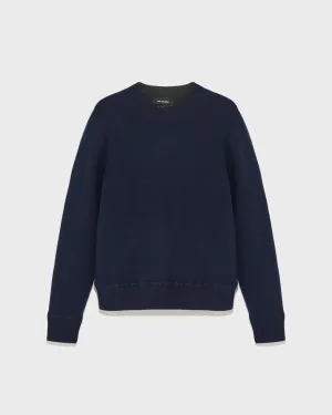 Two-tone reversible crew neck jumper in wool-cashmere knit