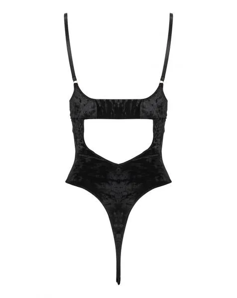 Underwire Bodysuit - Black Embroidered Appliques -