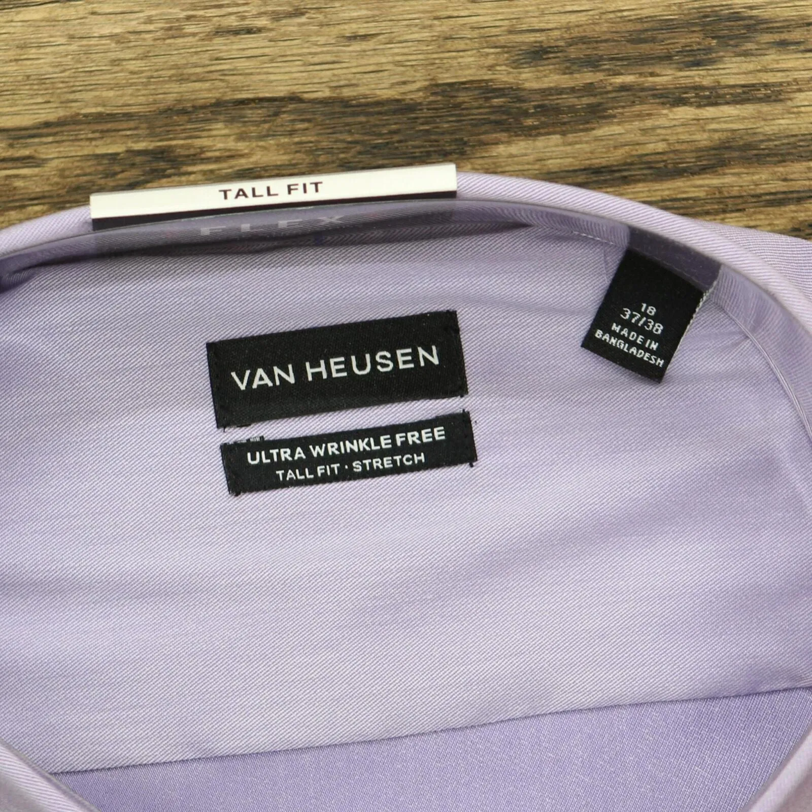 Van Heusen Men's Tall Fit Dress Shirt Ultra Wrinkle Lavender18 37-38