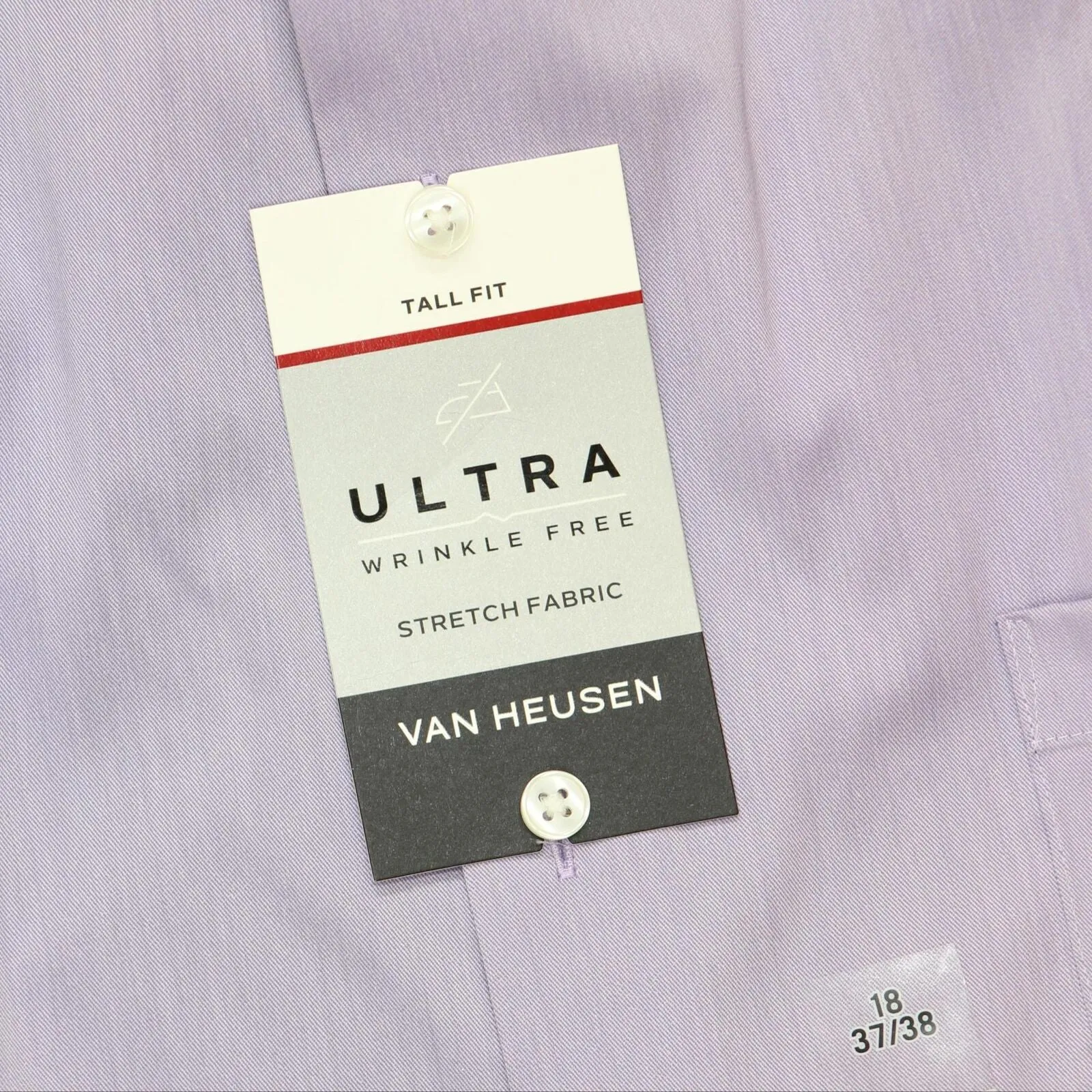 Van Heusen Men's Tall Fit Dress Shirt Ultra Wrinkle Lavender18 37-38