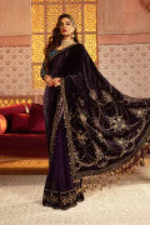 VEL-20-101-Teal and Plum | MariaB Velvet Collection 2021 | Unstitched Embroidered Velvet Suits