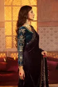 VEL-20-101-Teal and Plum | MariaB Velvet Collection 2021 | Unstitched Embroidered Velvet Suits