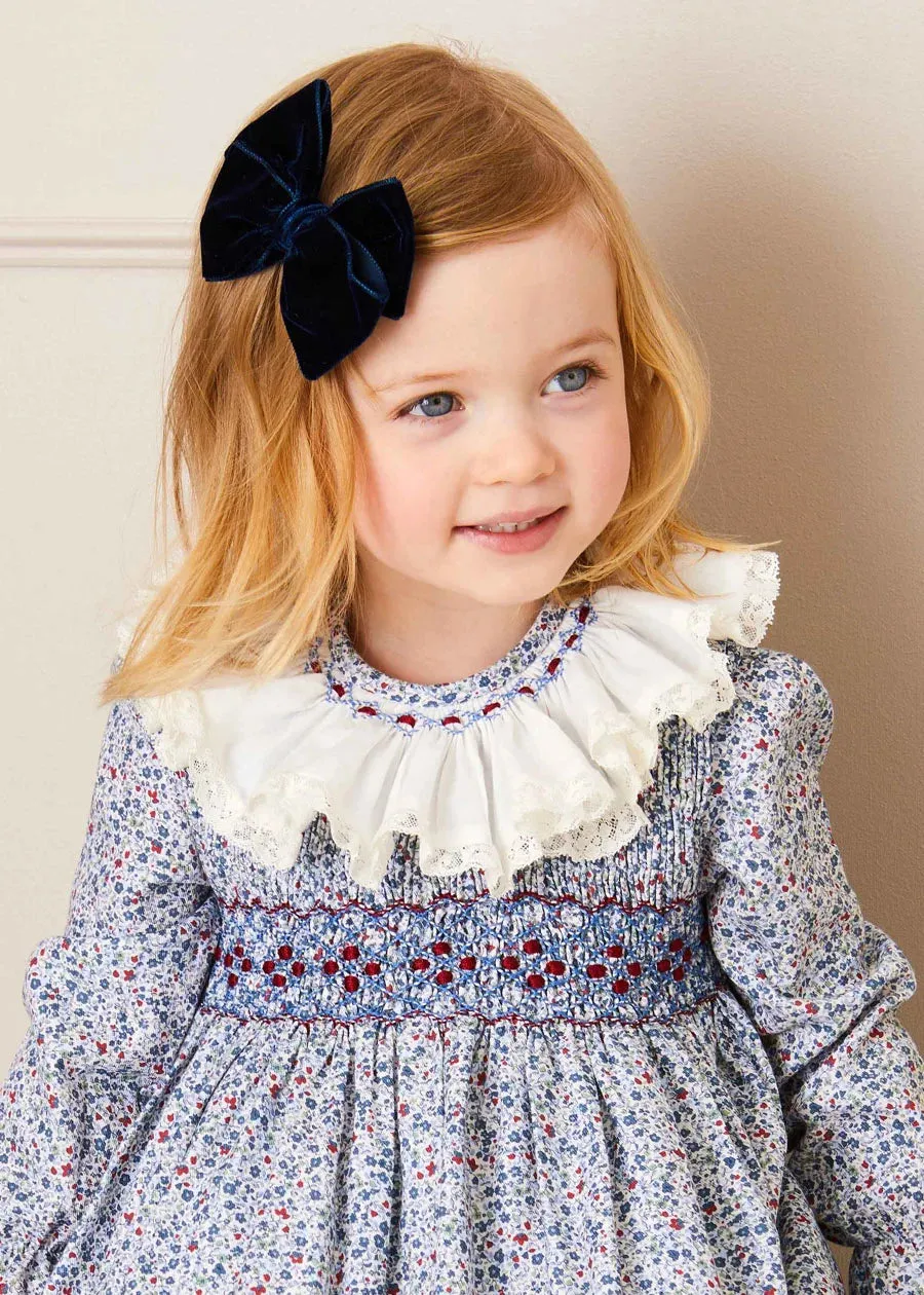 Velvet Big-Bow Clip in Navy