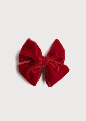 Velvet Big-Bow Clip in Red