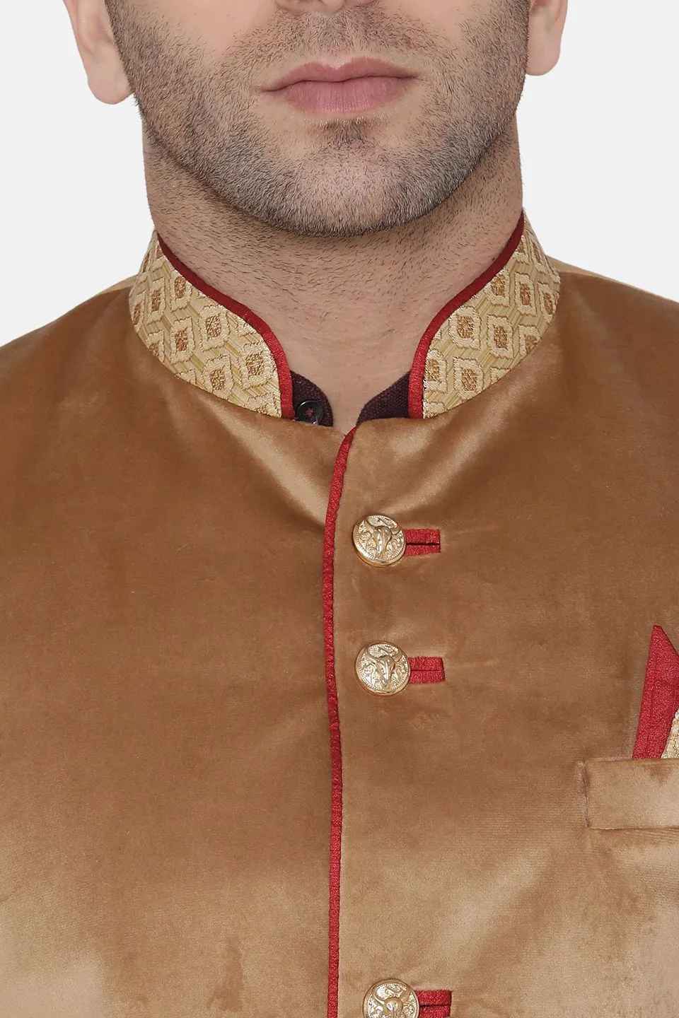 Velvet Gold Bandhgala Blazer