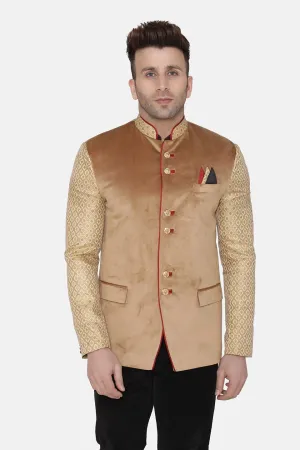Velvet Gold Bandhgala Blazer