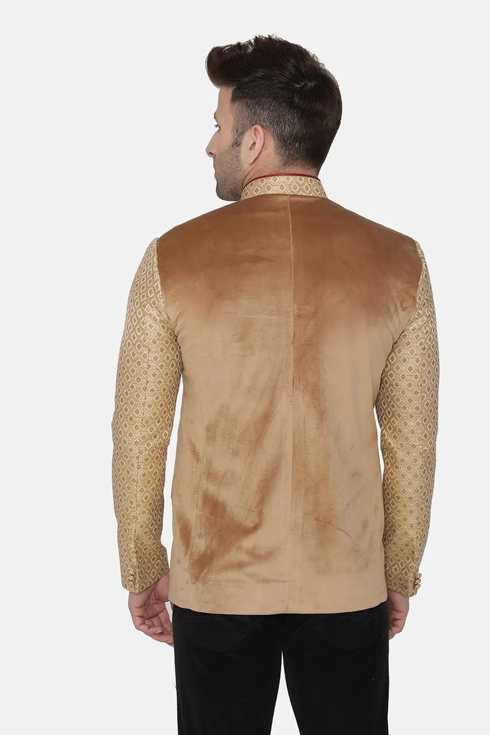 Velvet Gold Bandhgala Blazer