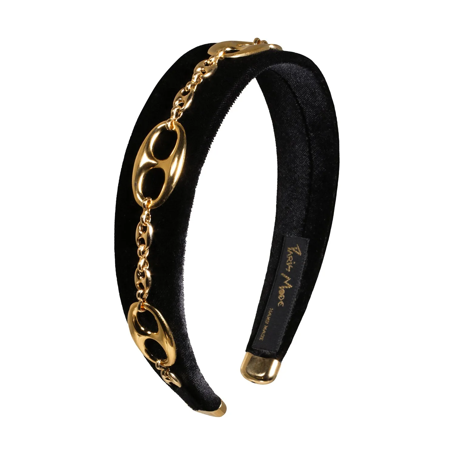 Velvet Haricot Embellished 3 cm Flat Headband