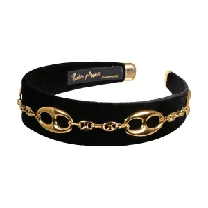 Velvet Haricot Embellished 3 cm Flat Headband