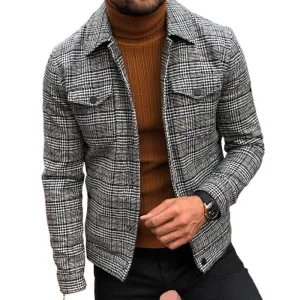 West Louis™ Slim Plaid Turn-down Collar Single Breasted Jacket