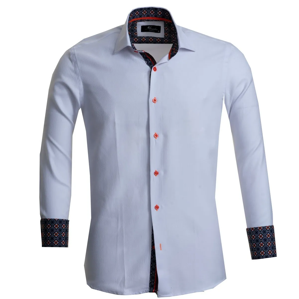White Mens Slim Fit Designer French Cuff Shirt - Tailored Cotton Shirts For Work And Casual