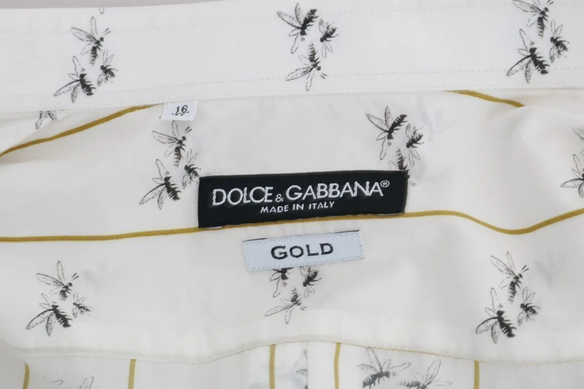 White Yellow Bee Print Cotton Shirt