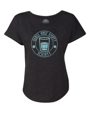 Women's Glass Half Empty Society Scoop Neck T-Shirt