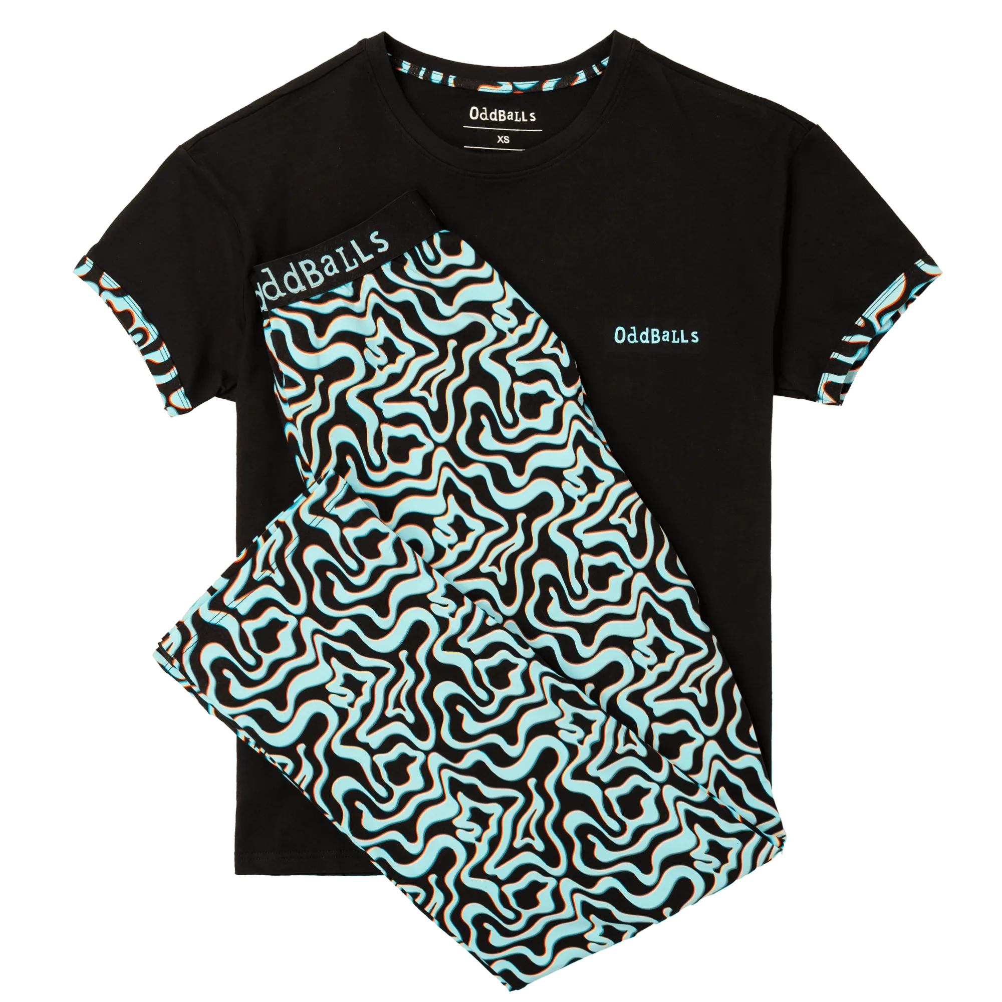 Womens Long Pyjamas - Neon Lava - Trousers & T-Shirt