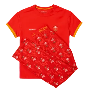 Womens Long Pyjamas - Welsh Rugby Union Flames- Trousers & T-Shirt