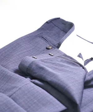 Z ZEGNA - Blue Check Plaid "SLIM" Flat Front Dress Pants - 35W