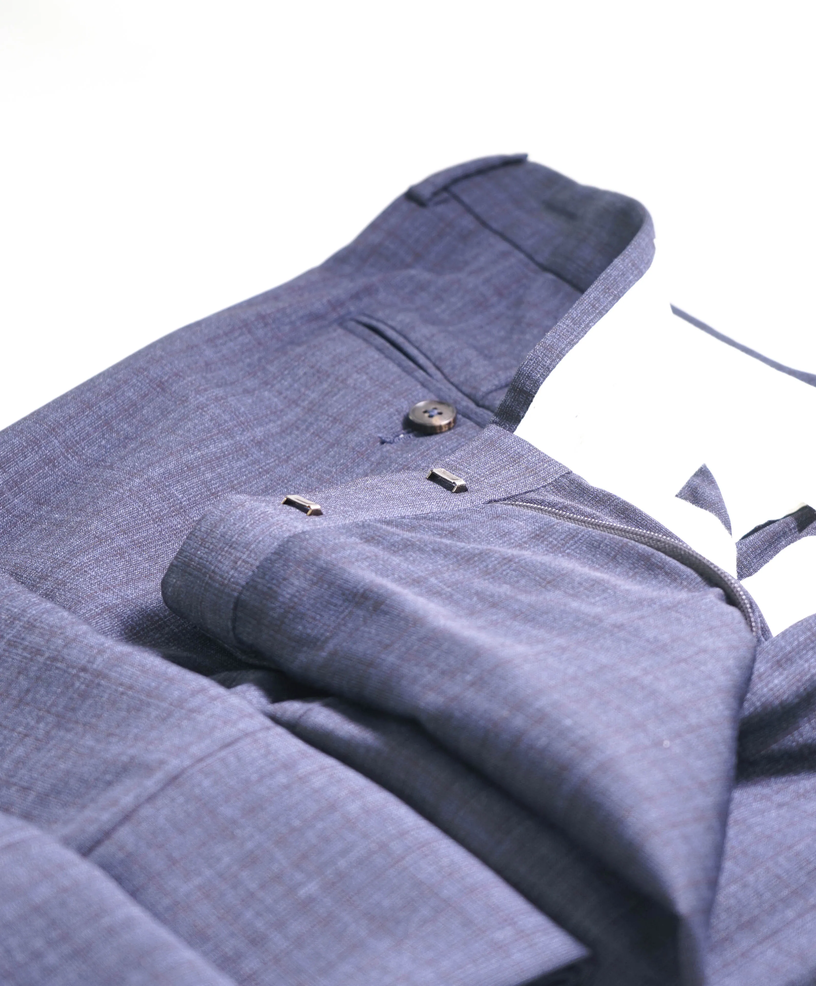 Z ZEGNA - Blue Check Plaid "SLIM" Flat Front Dress Pants - 35W