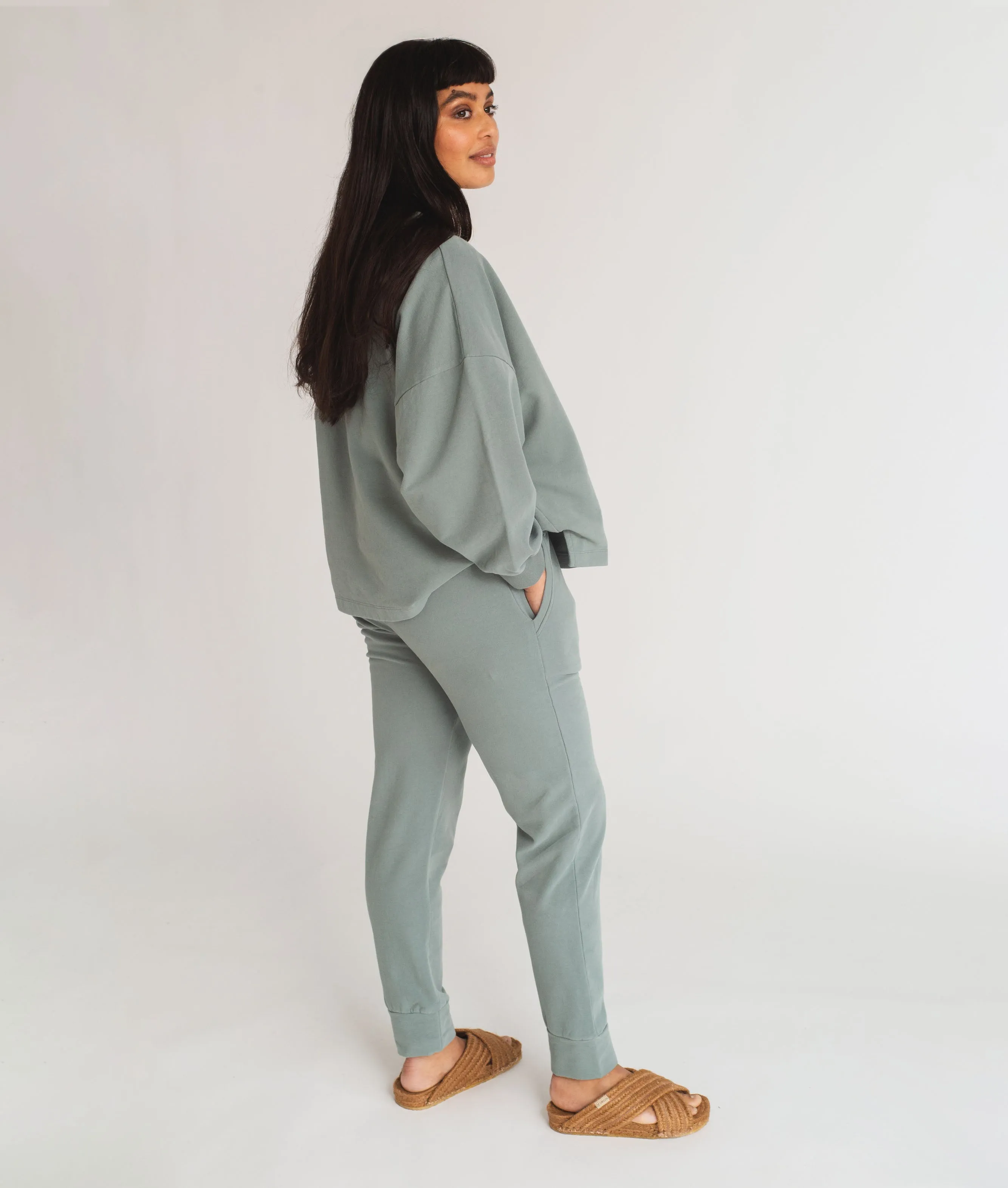 Zadie Organic Cotton Trousers In Ocean