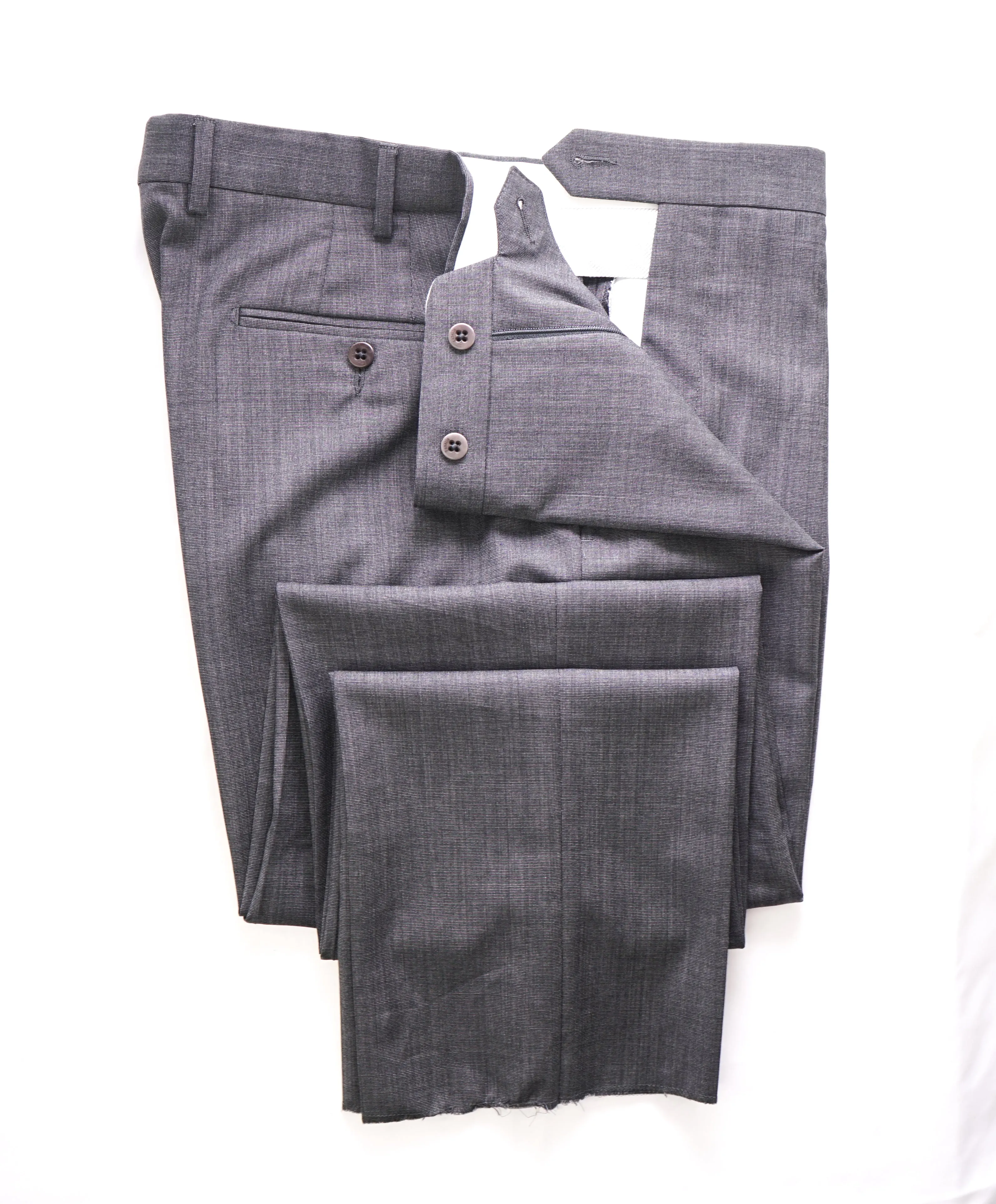 ZANELLA - Gray Textured “DEVON” Wool Flat Front Dress Pants - 36W